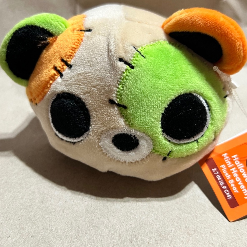 Dan Dee 2.7in Halloween Mini Heavenly Plush Bear Multi Color Patchwork Stitching